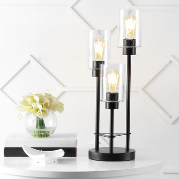 Axel Modern 20.5" Iron/Seeded Glass Modern Industrial LED Table Lamp - JONATHAN Y